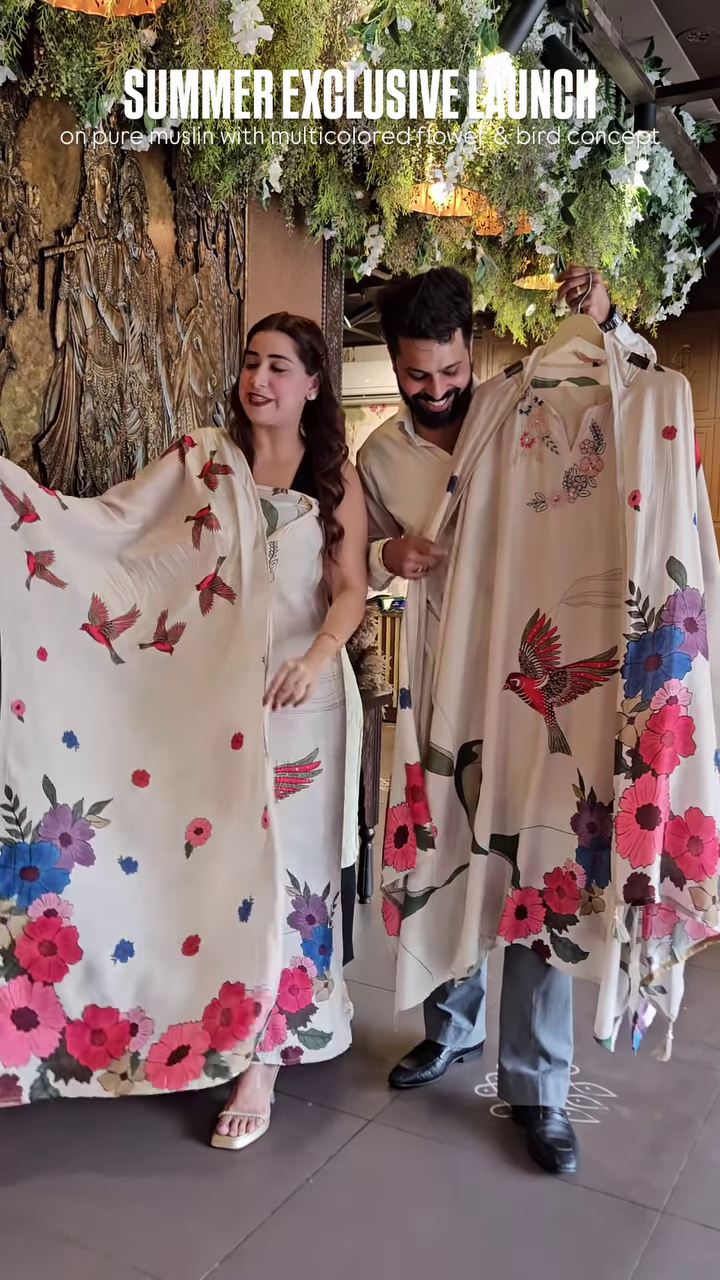 Pure Muslin Fabric with Multicolor Floral & Bird Print – “Summer Exclusive Launch” Textile Promotion - Image 4