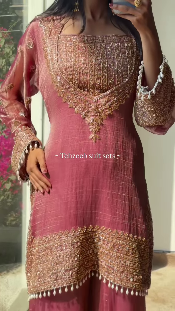 Elegant Olive Green Embroidered Ethnic Suit with Golden Accents - Image 2