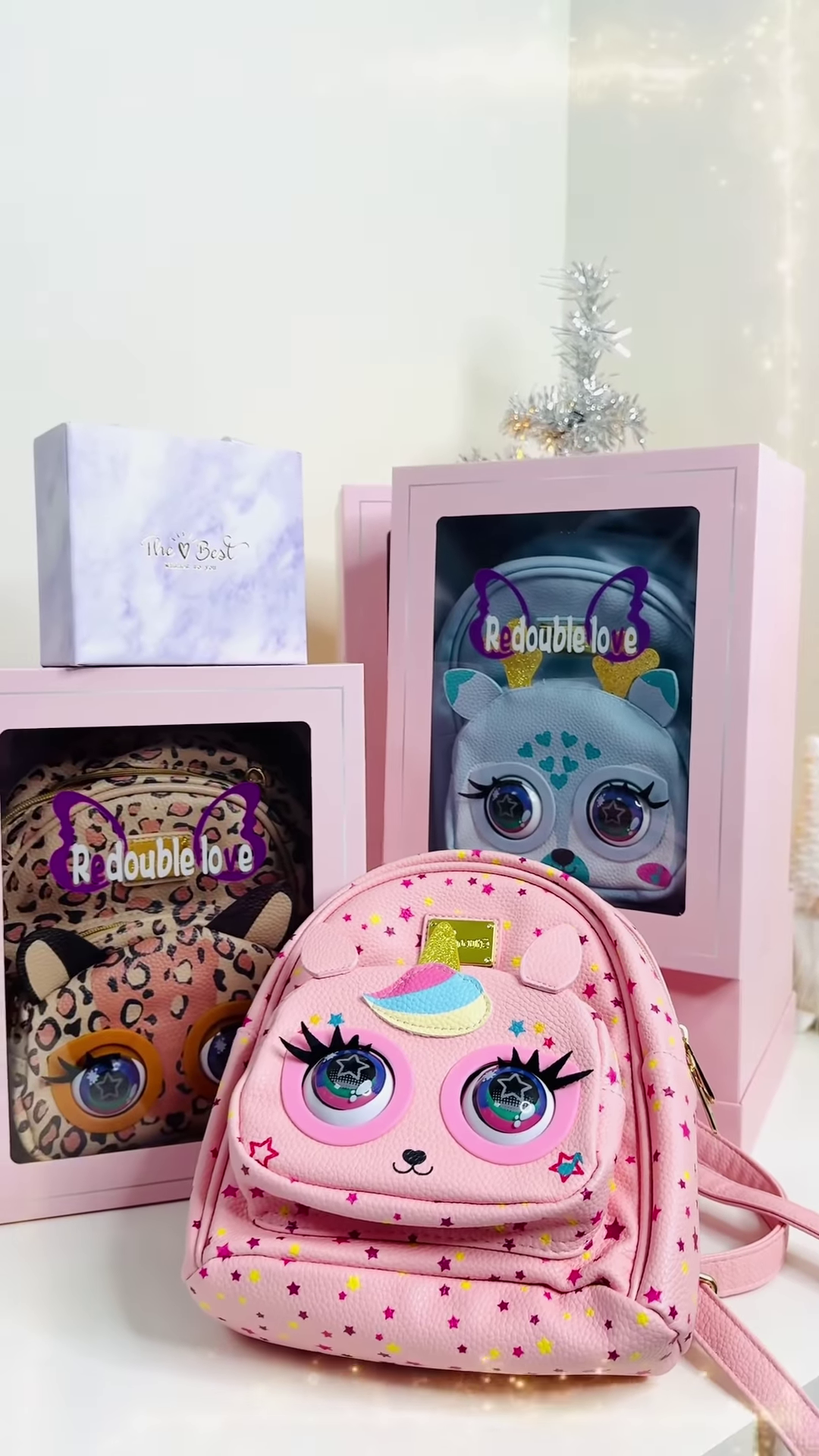 Pink Unicorn-Themed Mini Backpack for Kids with Interactive Eyes - Image 4