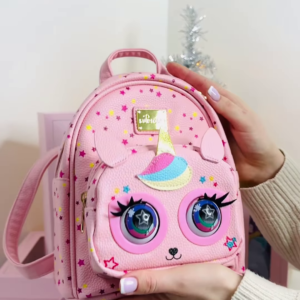 Pink Unicorn-Themed Mini Backpack for Kids with Interactive Eyes