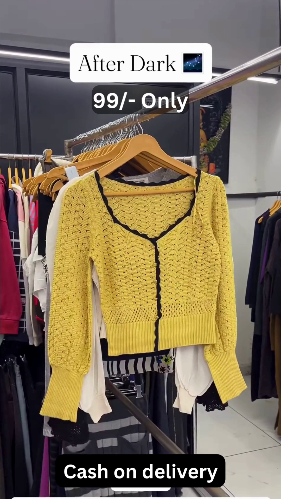 Soft Yellow V-Neck Cardigan with Floral Applique Accents - Image 3