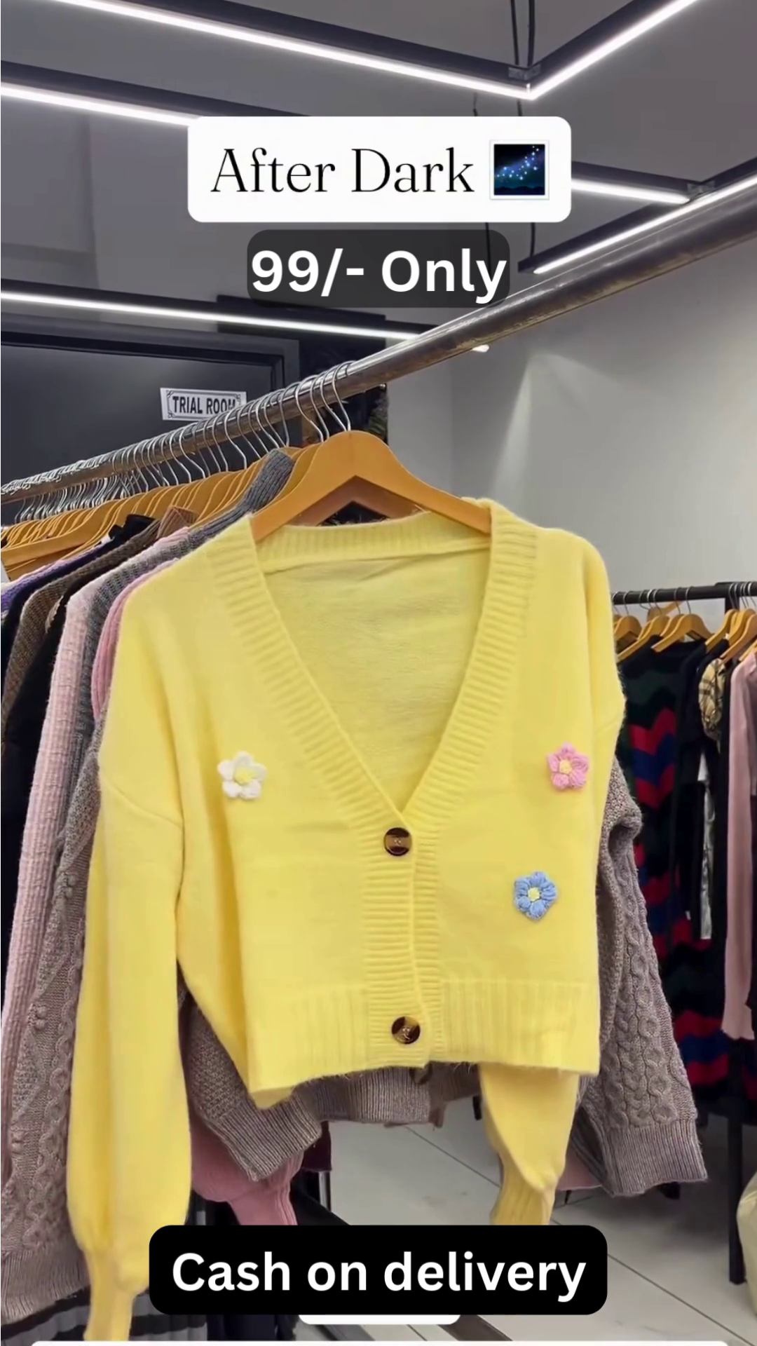 Soft Yellow V-Neck Cardigan with Floral Applique Accents - Image 9