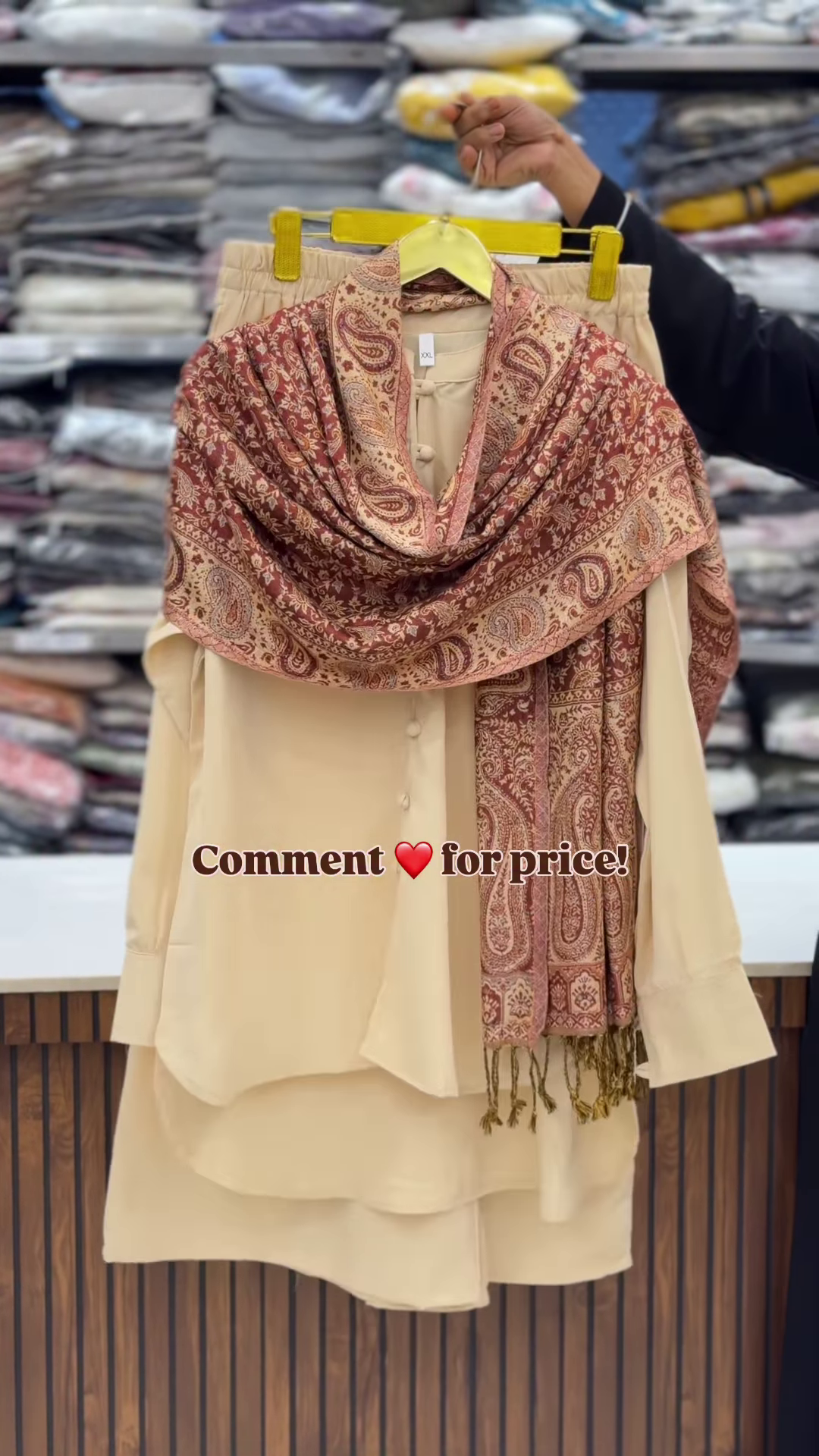 Sand Beige Kurta Set with Intricate Paisley Woolen Shawl