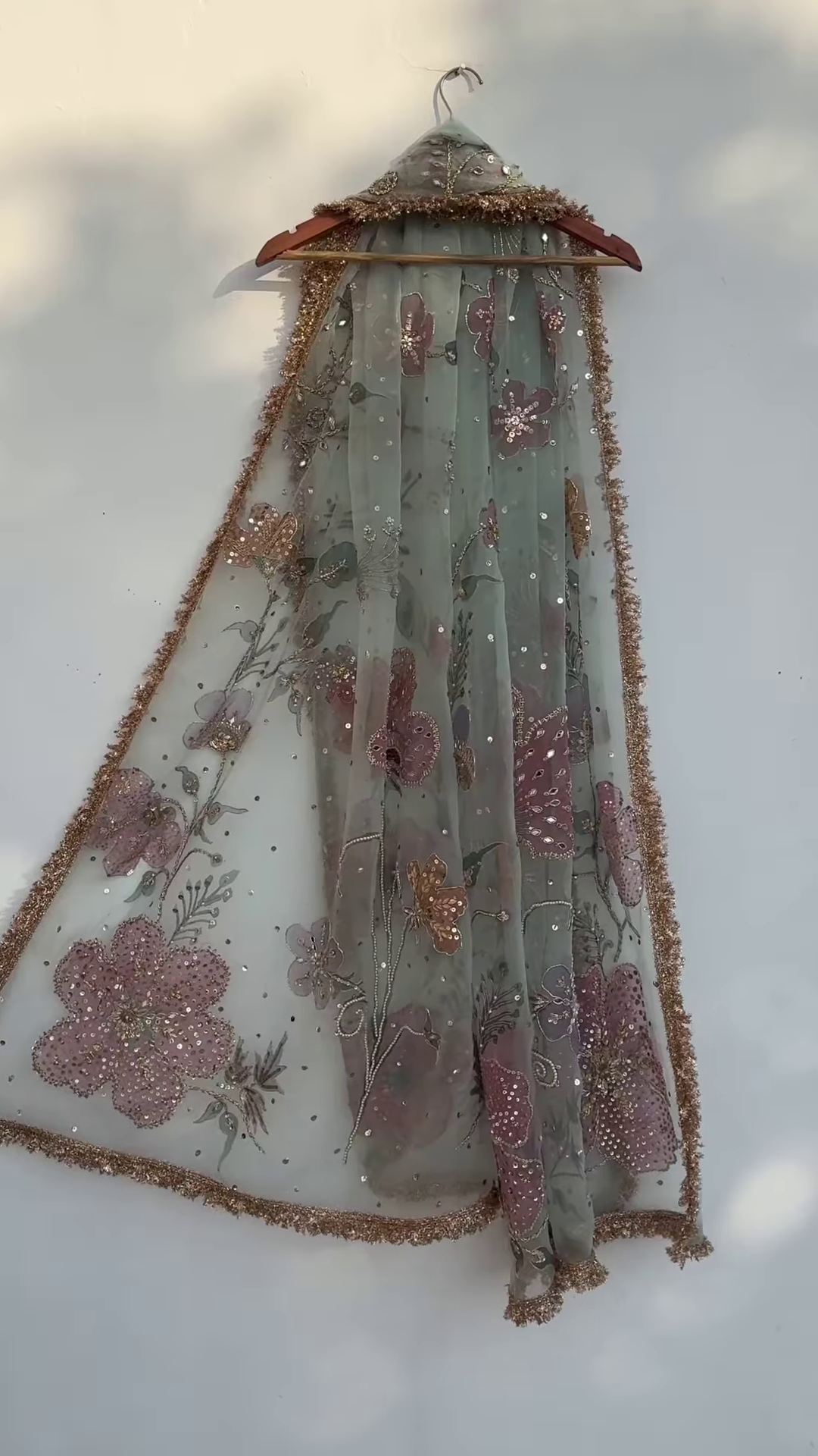 Mint Green Heavily Embellished Potli Bag and Fabric Set - Image 4