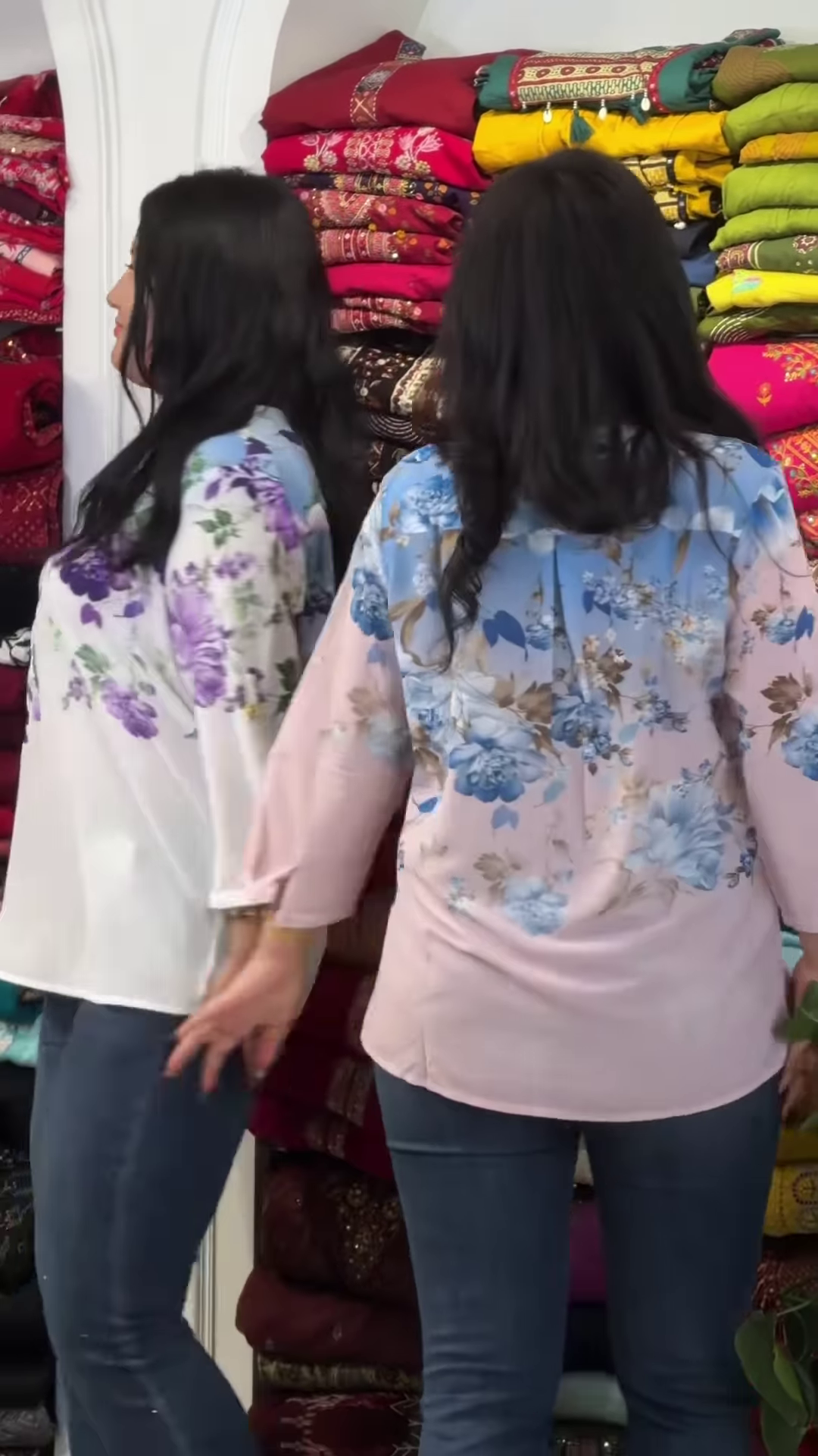 White Cotton Tunic with Vibrant Pink Rose Print - Image 3