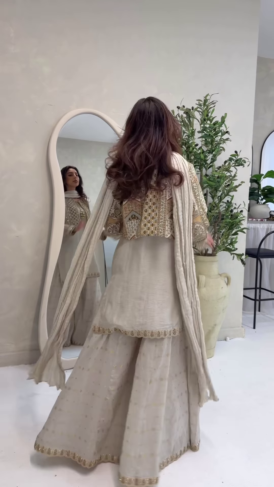 Sage Grey Ethnic Suit with Heavily Embroidered Golden Jacket - Image 2