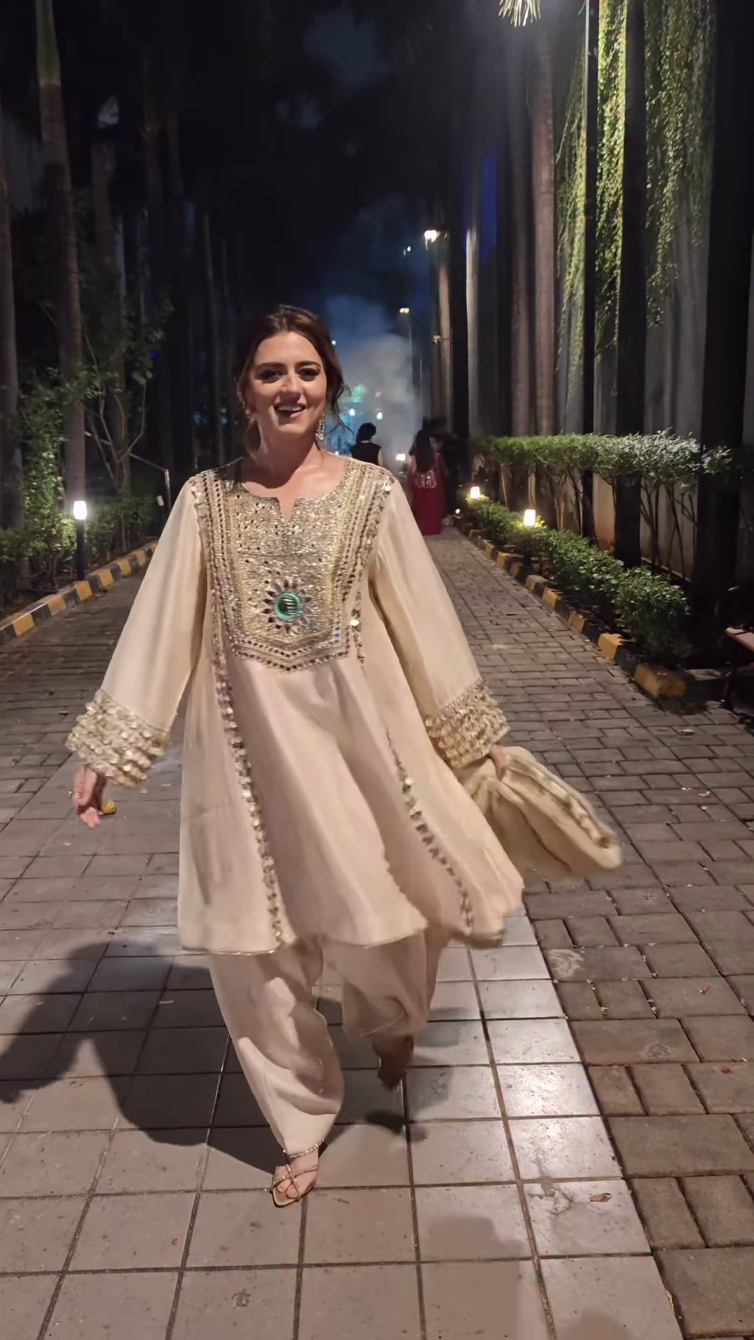 Ivory Flare Anarkali with Heavy Mirror and Sequin Work