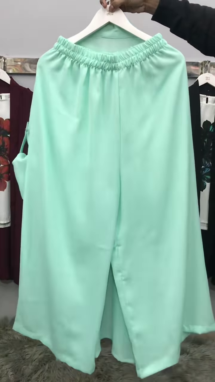 Mint Green Three-Piece Layered Set with Floral Cami - Image 2