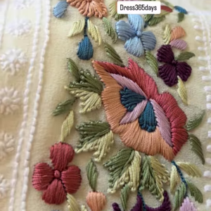 Close-Up of Exquisite Hand-Embroidered Floral Zari Work