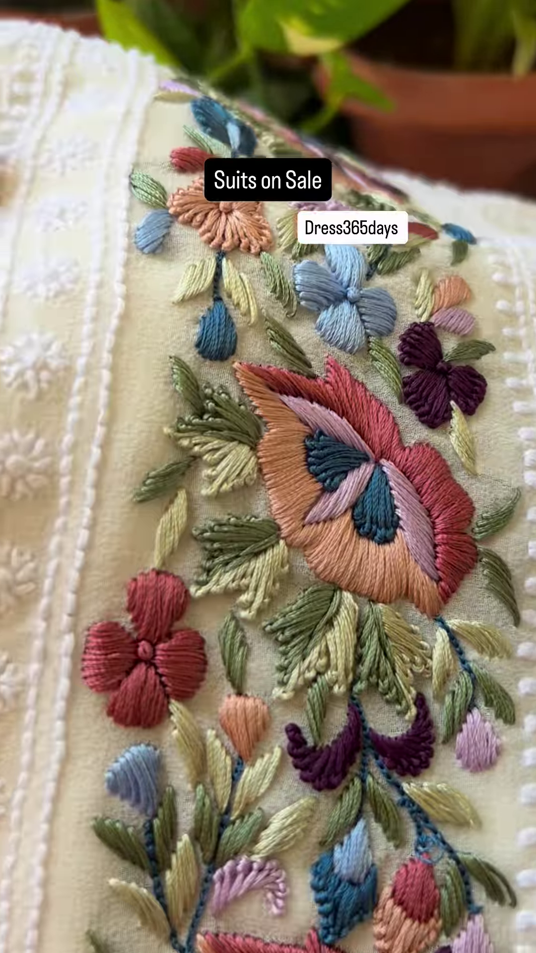 Close-Up of Exquisite Hand-Embroidered Floral Zari Work