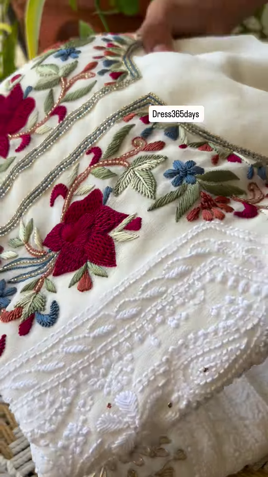 Close-Up of Exquisite Hand-Embroidered Floral Zari Work - Image 2
