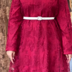 Tan Floral Lace Maxi Gown with Embellished Peter Pan Collar