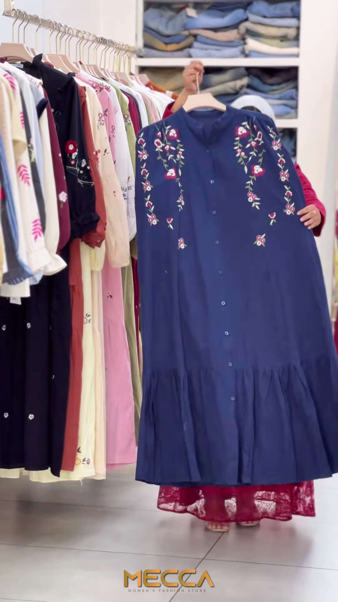 Black Tiered Ethnic Dress with Red Rose Embroidery and Tassels - Image 4