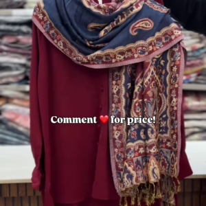 Classic Black Longline Tunic with Rich Kashmiri-Inspired Paisley Shawl