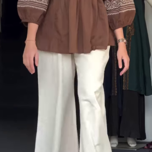 Deep Plum Peplum Tunic with White Geometric Mandala Embroidery
