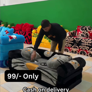 Portable Foldable Sofa Bed with Character-Themed Plush Fabric