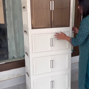 Large Multi-Compartment Portable Storage Cabinet with Translucent Panels
