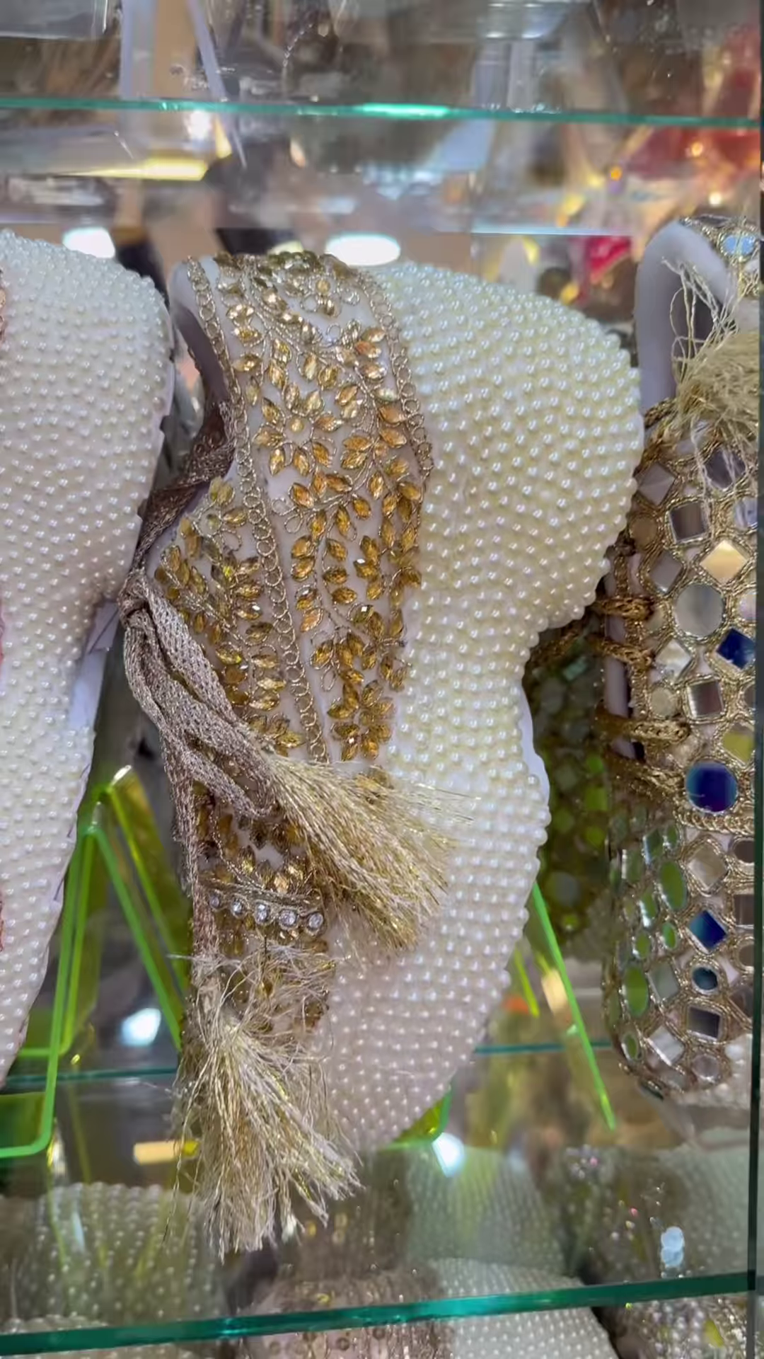 Luxury Heavily Embellished Pearl and Sequin Platform Juttis - Image 4