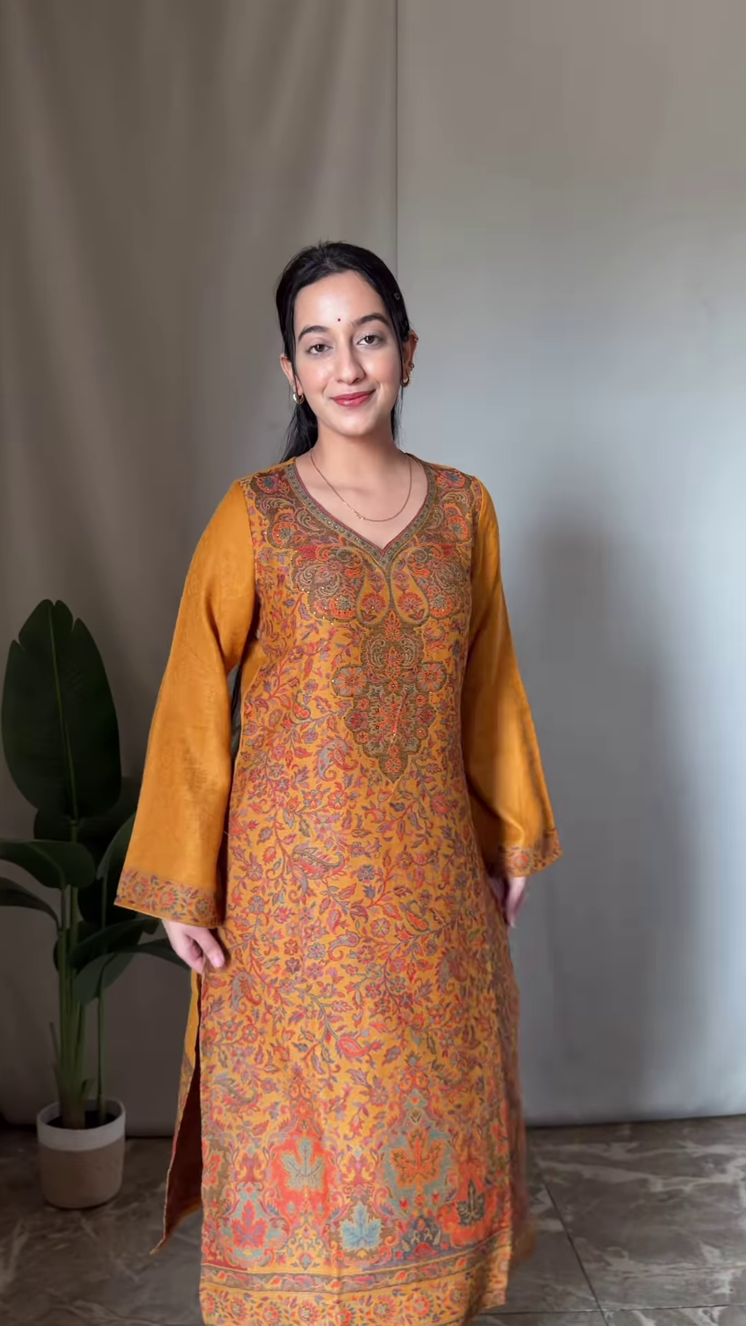 Ivory Silk Kurta with Traditional Multicolored Paisley Weaving - Image 2