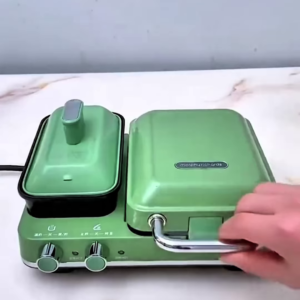 Multi-Functional Green Breakfast Station with Sandwich Maker and Pot