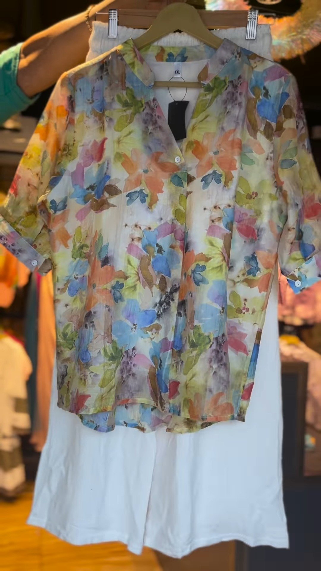 Floral Impressionism Linen-Blend Shirt & Trouser Co-ord Set – Sophisticated Casuals - Image 2