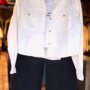 Urban Chic White Utility Jacket & Black Trouser Co-ord Set – Effortless Modern Ensemble