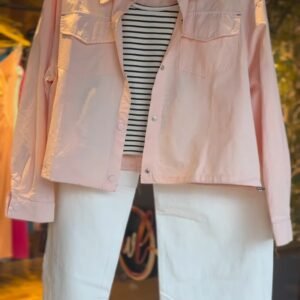 Casual Chic Pastel Co-ord Set – Available in Pastel Pink Jacket and White Trousers