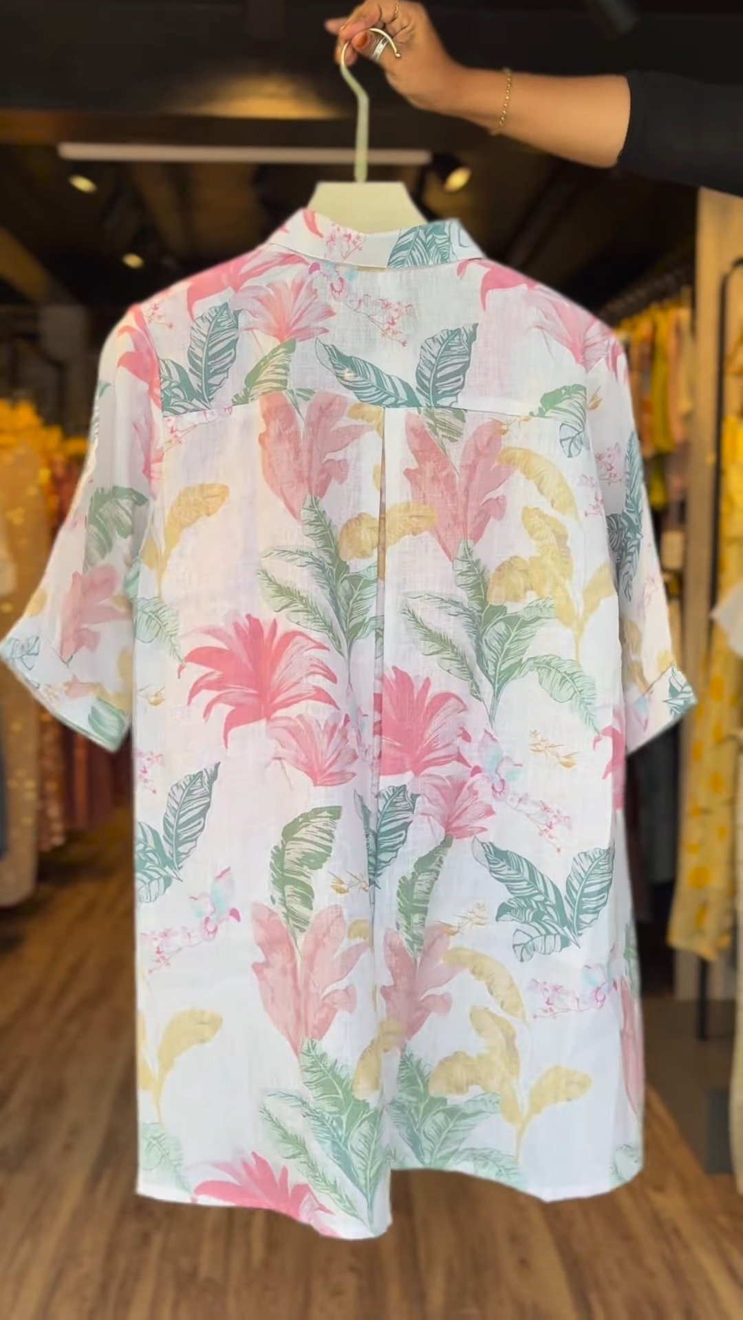 Tropical Botanical Linen Co-ord Set with Inner Tank – Available in Charcoal Grey & Dusty Rose - Image 5