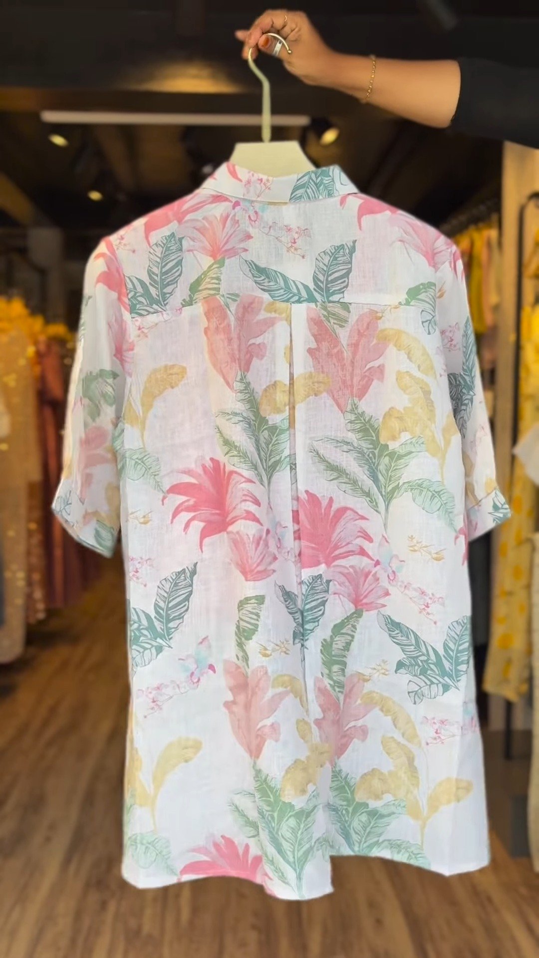 Tropical Botanical Linen Co-ord Set with Inner Tank – Available in Charcoal Grey & Dusty Rose - Image 6