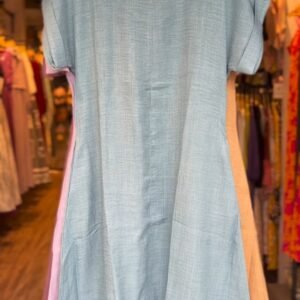 Minimalist A-Line Textured Cotton Kurta – Available in Aqua Blue, Pastel Lilac, Warm Sand, Dusky Rose & Charcoal Grey