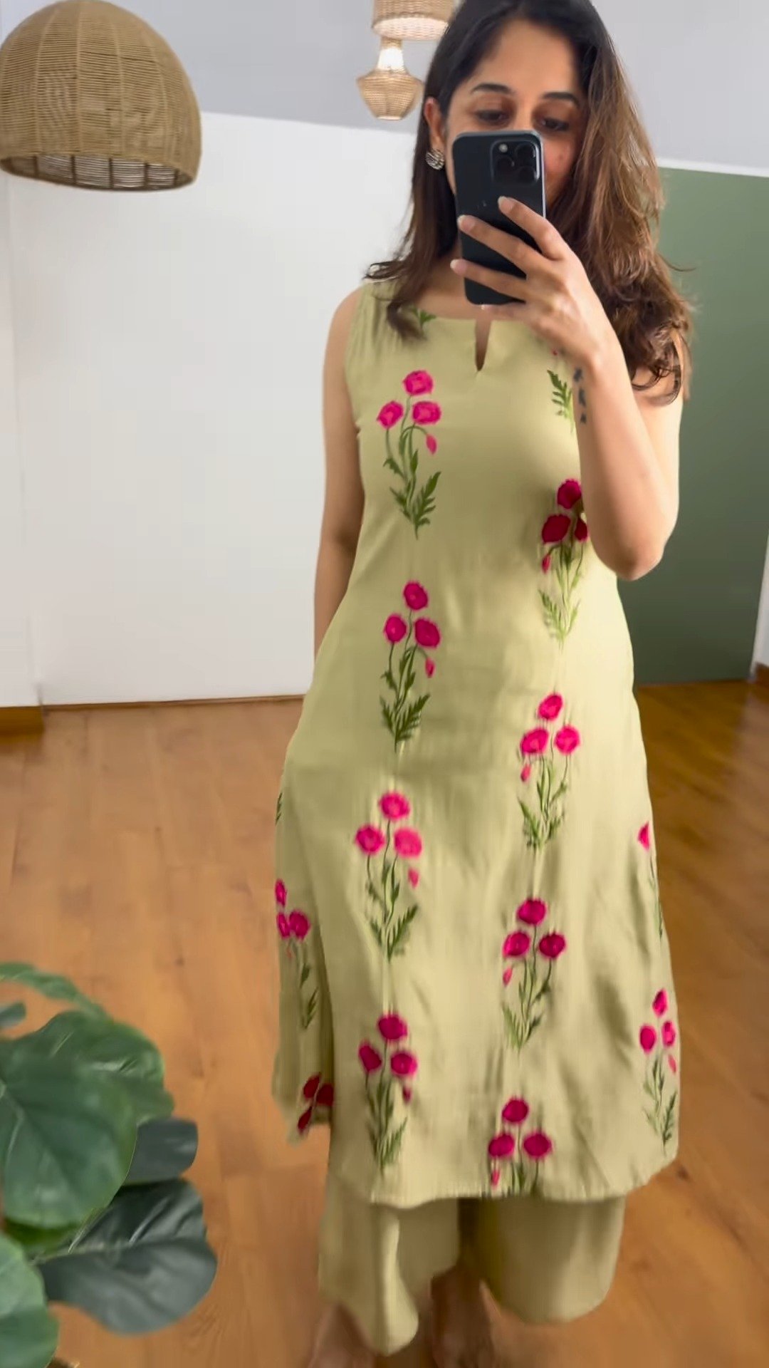 Poppy Motif Embroidered Kurta Set – Available in Lavender & Sage Green - Image 6