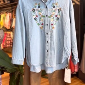 Floral Embroidered Denim Co-ord Set with Utility Pants