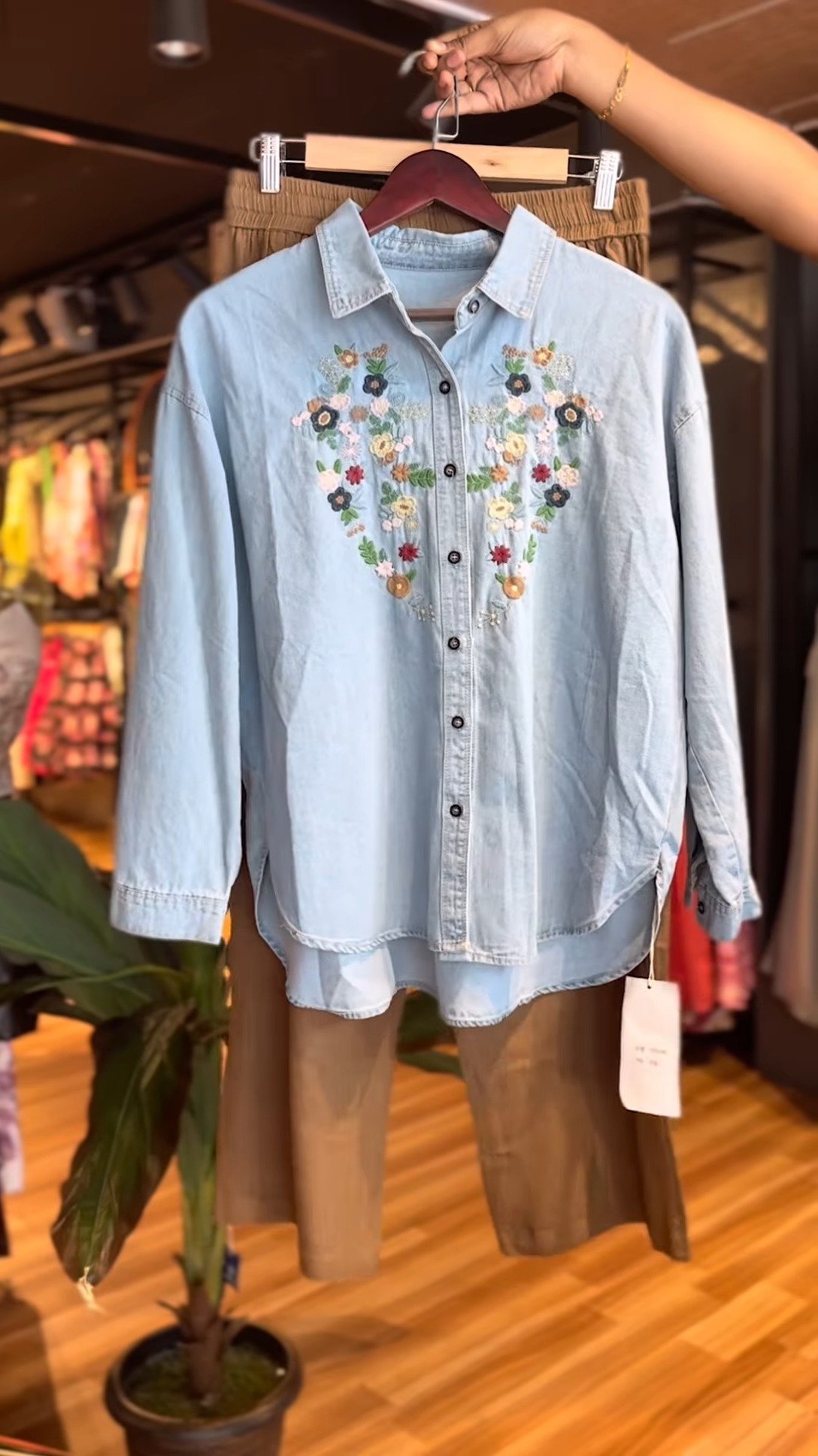 Floral Embroidered Denim Co-ord Set with Utility Pants