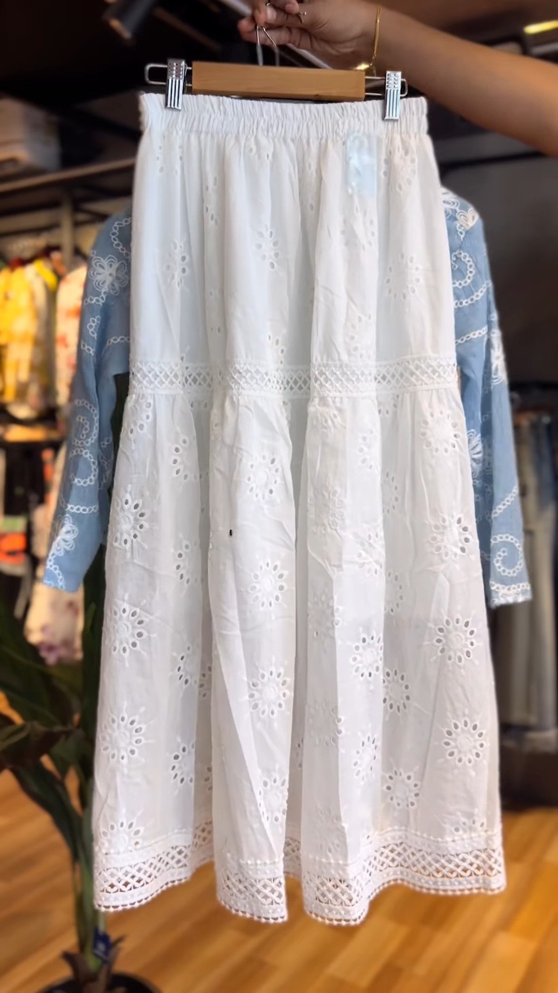 Ethereal Embroidered Chikankari-Inspired Co-ord Set with Tiered Skirt – Available in Celestial Blue & Pristine White - Image 4