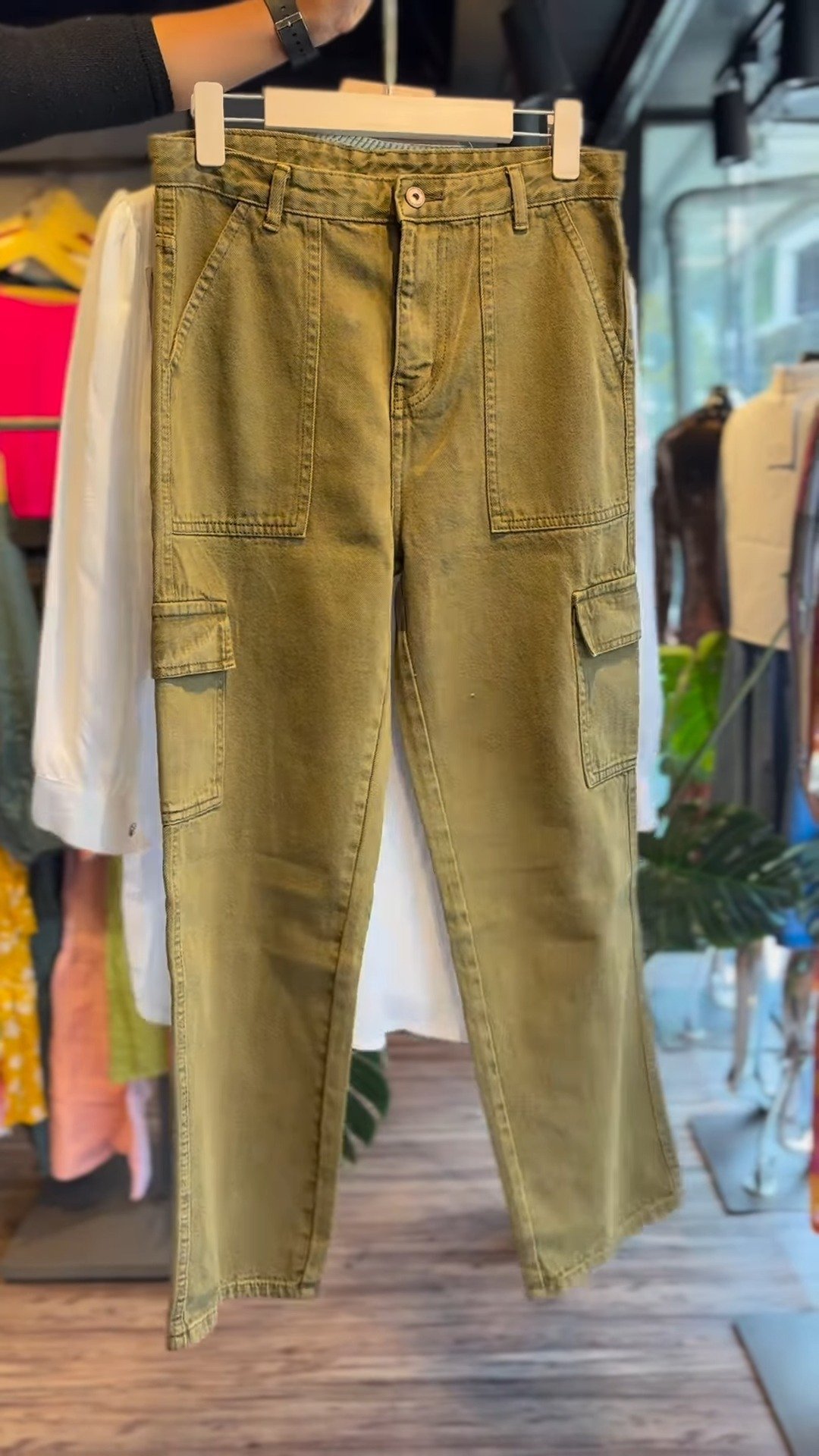Olive Cargo Trouser & Embroidered White Tunic Co-Ord Set - Image 3