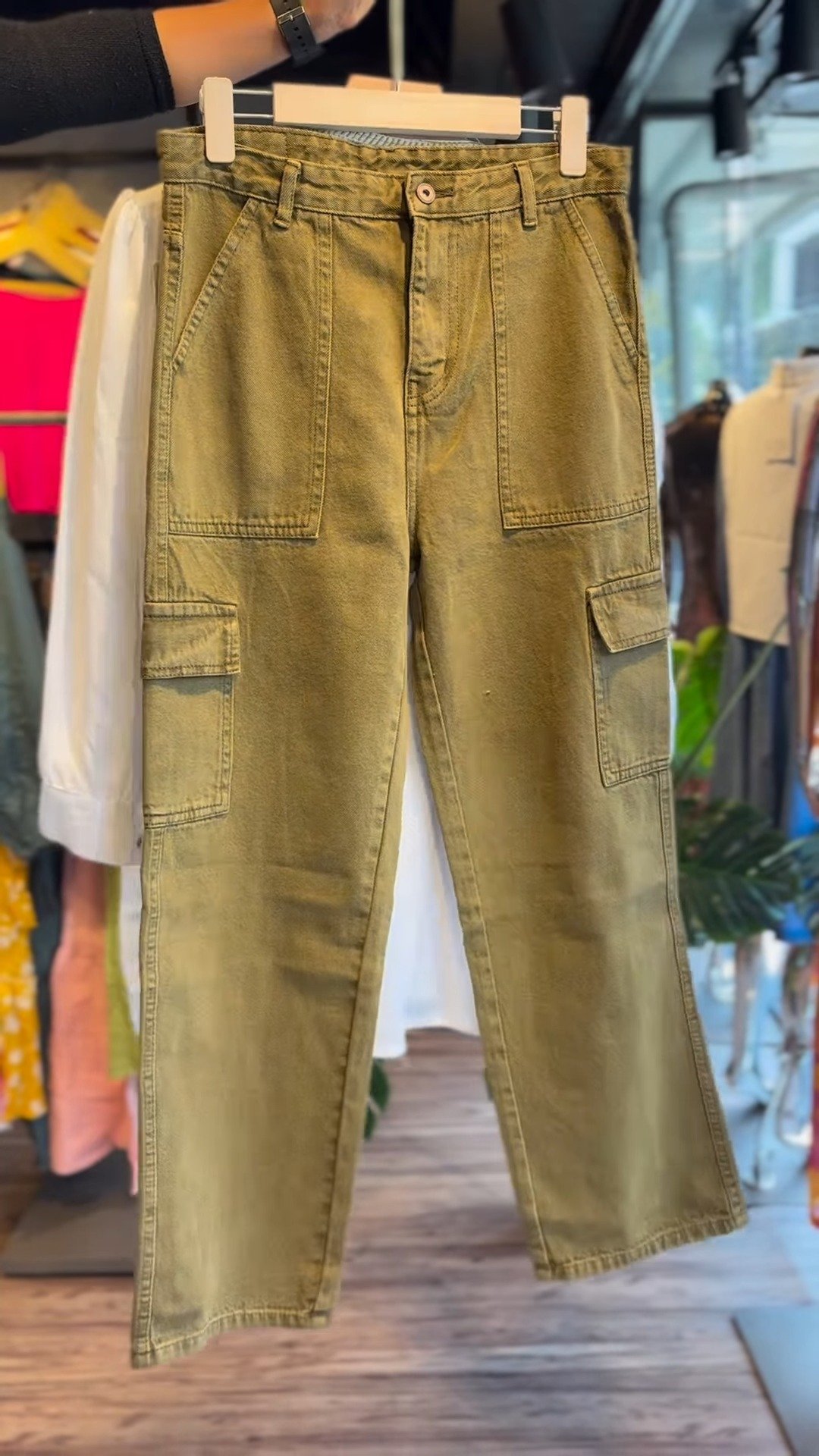 Olive Cargo Trouser & Embroidered White Tunic Co-Ord Set - Image 4