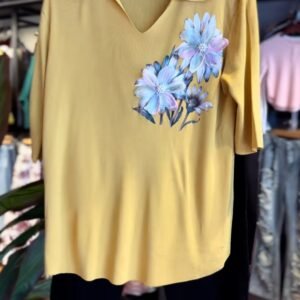 Sunshine Floral Ribbed Co-ord Set with Comfort-Fit Trousers