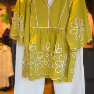 Sunshine Meadow Embroidered Peplum Kurta with Straight Pants Set
