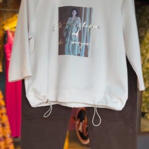 Casual Chic Graphic Sweatshirt & Trousers Co-ord Set – Available in Cream & Chocolate Brown
