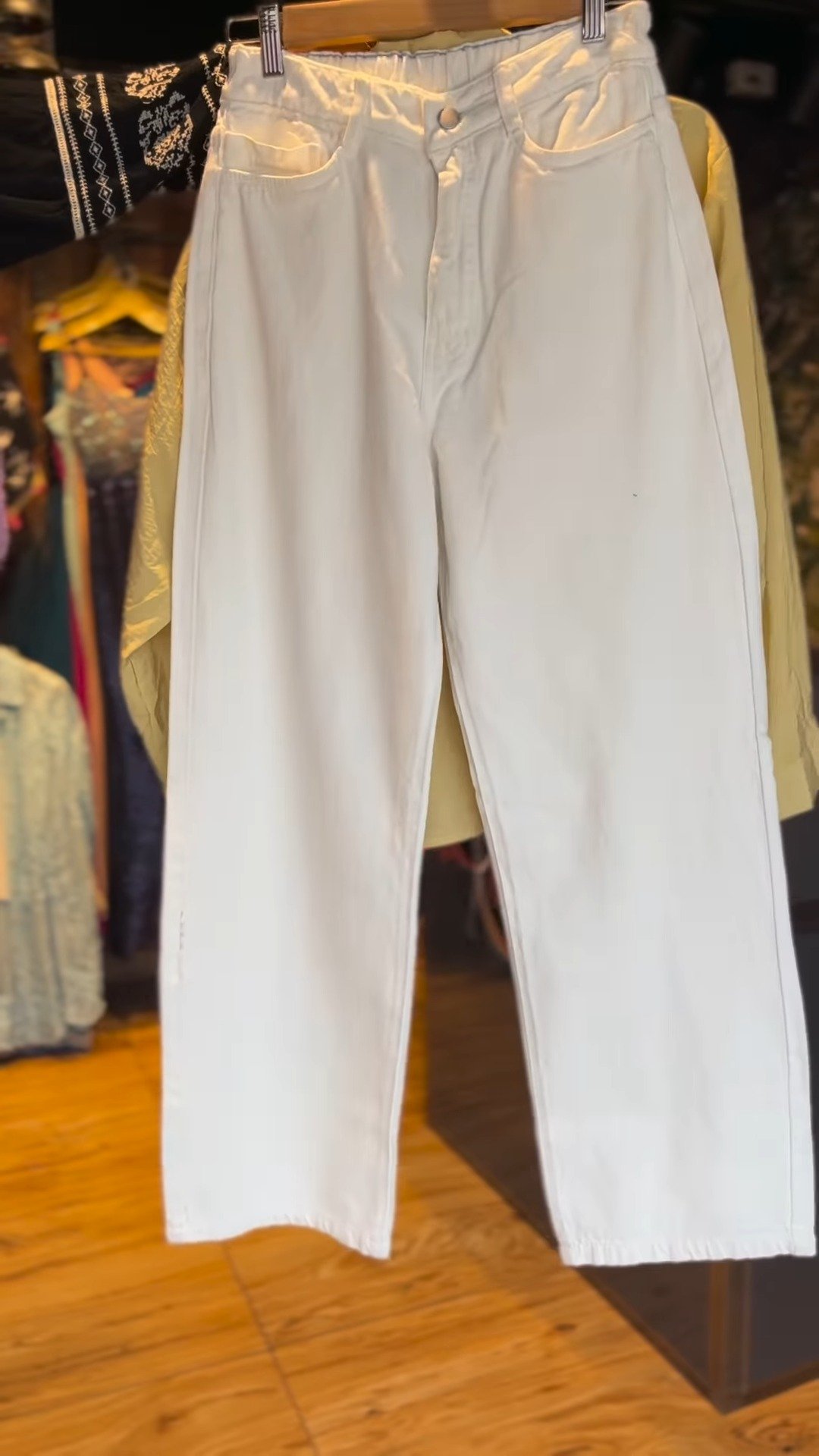 Sunshine Chic Co-ord Set: Textured Mustard Shirt & White Trousers - Image 2
