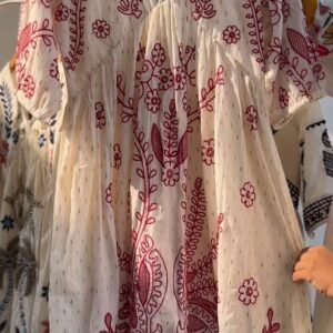 Bohemian Embroidered Tiered Cotton Kurta – Available in Crimson Red & Midnight Black