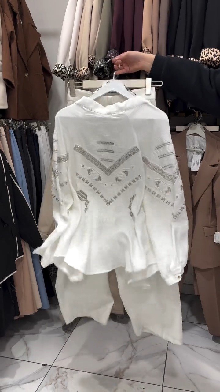 Bohemian Luxe Embroidered Co-Ord Set – Available in Crisp White, Sky Blue & Midnight Black