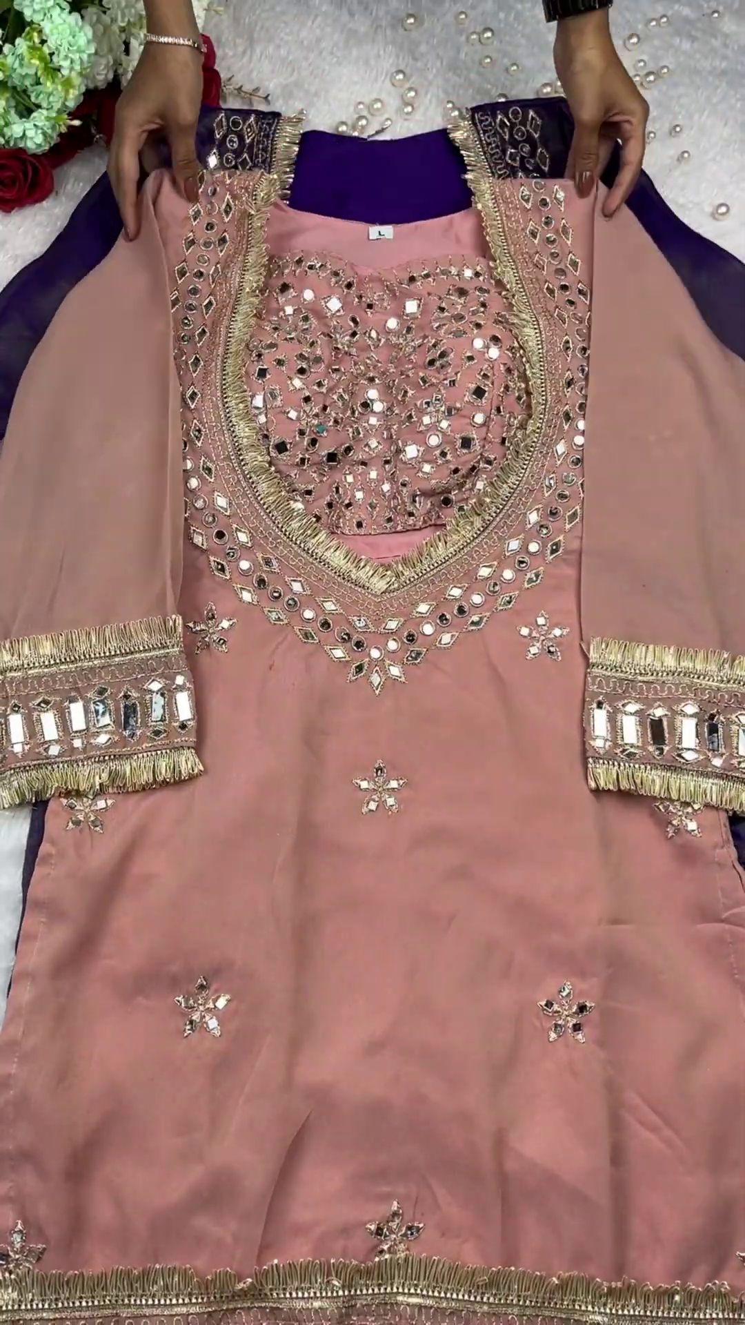 Royal Purple Silk Kurti with Intensive Mirror Artistry - Image 2