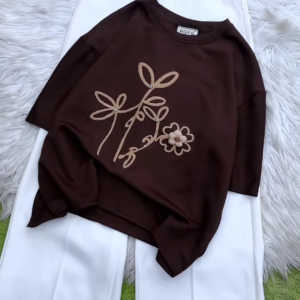 Sophisticated Embroidered Tee and Trouser Ensemble