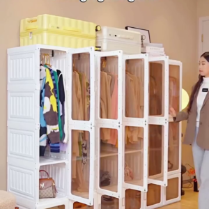 Modular Folding Closet with Translucent Swing-Doors