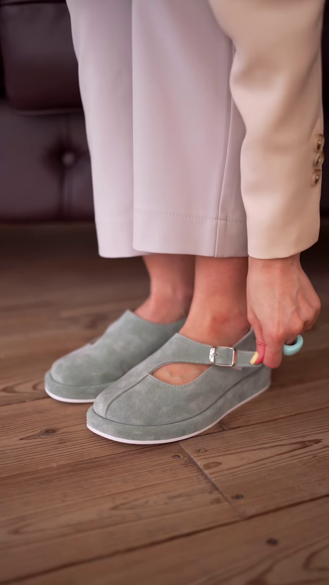 Suede Mary Jane Platform Flats