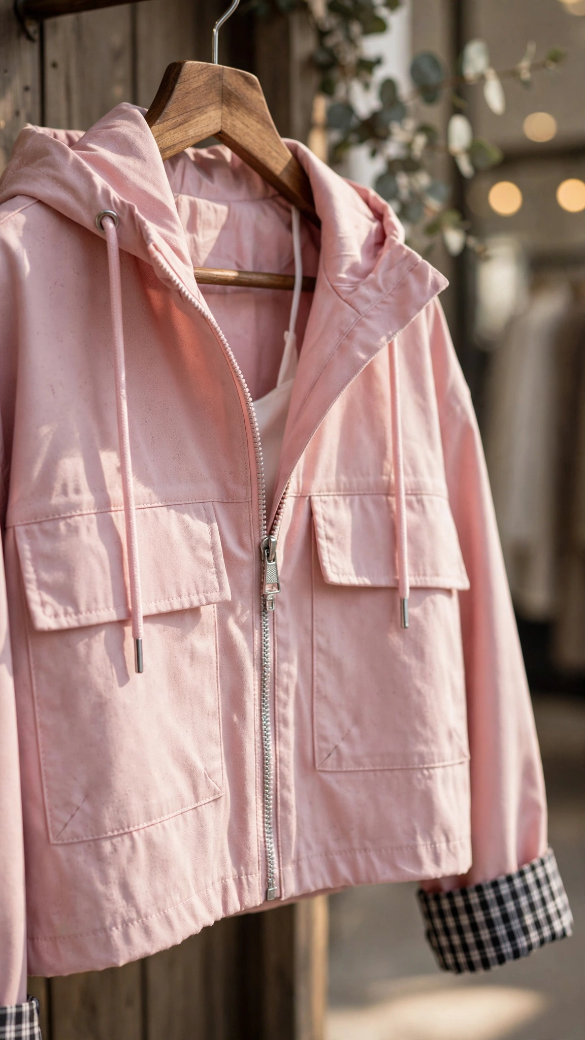 Urban Chic Zip-Up Hoodie Jacket & Distressed Denim Set – Available in Pink, Beige, Black & Blue - Image 4