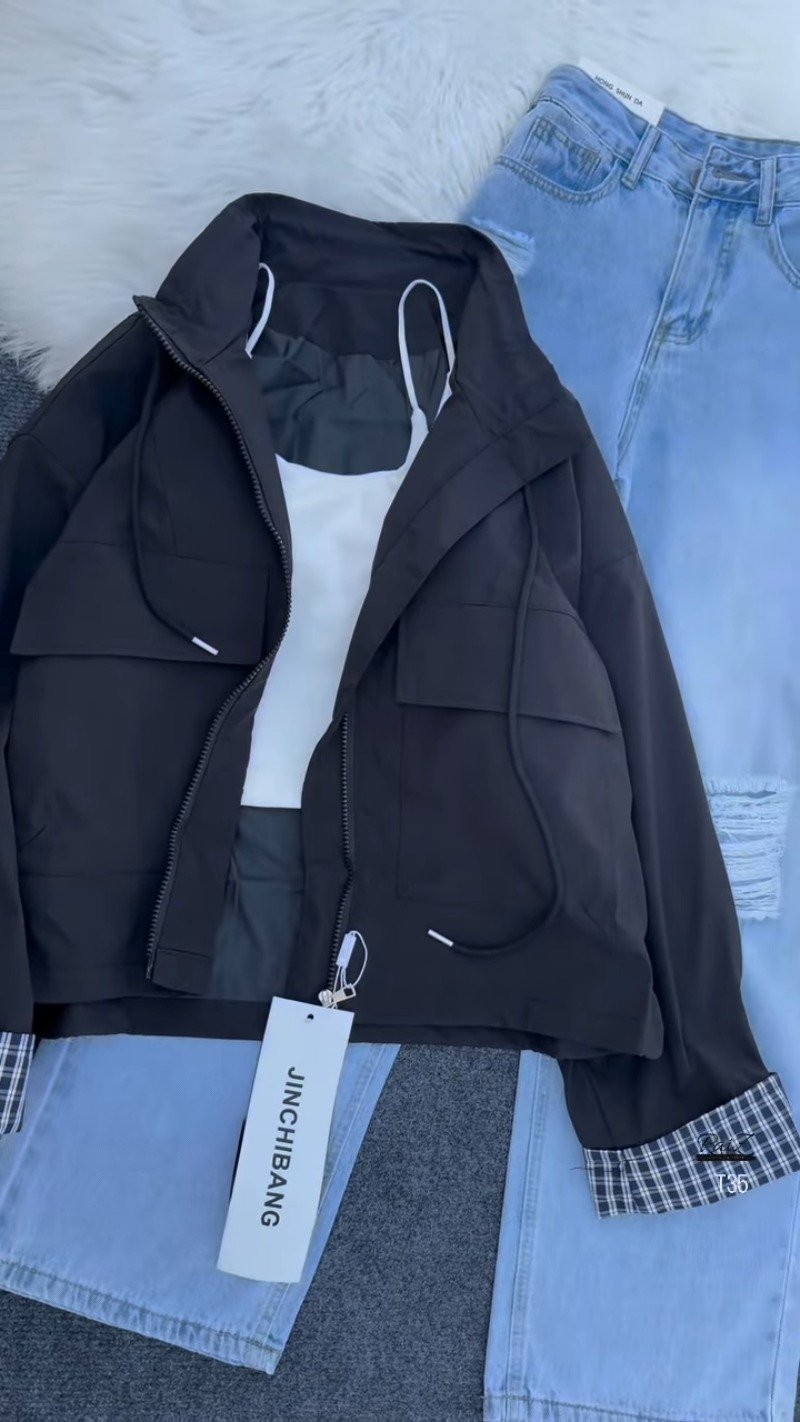 Urban Chic Zip-Up Hoodie Jacket & Distressed Denim Set – Available in Pink, Beige, Black & Blue - Image 6